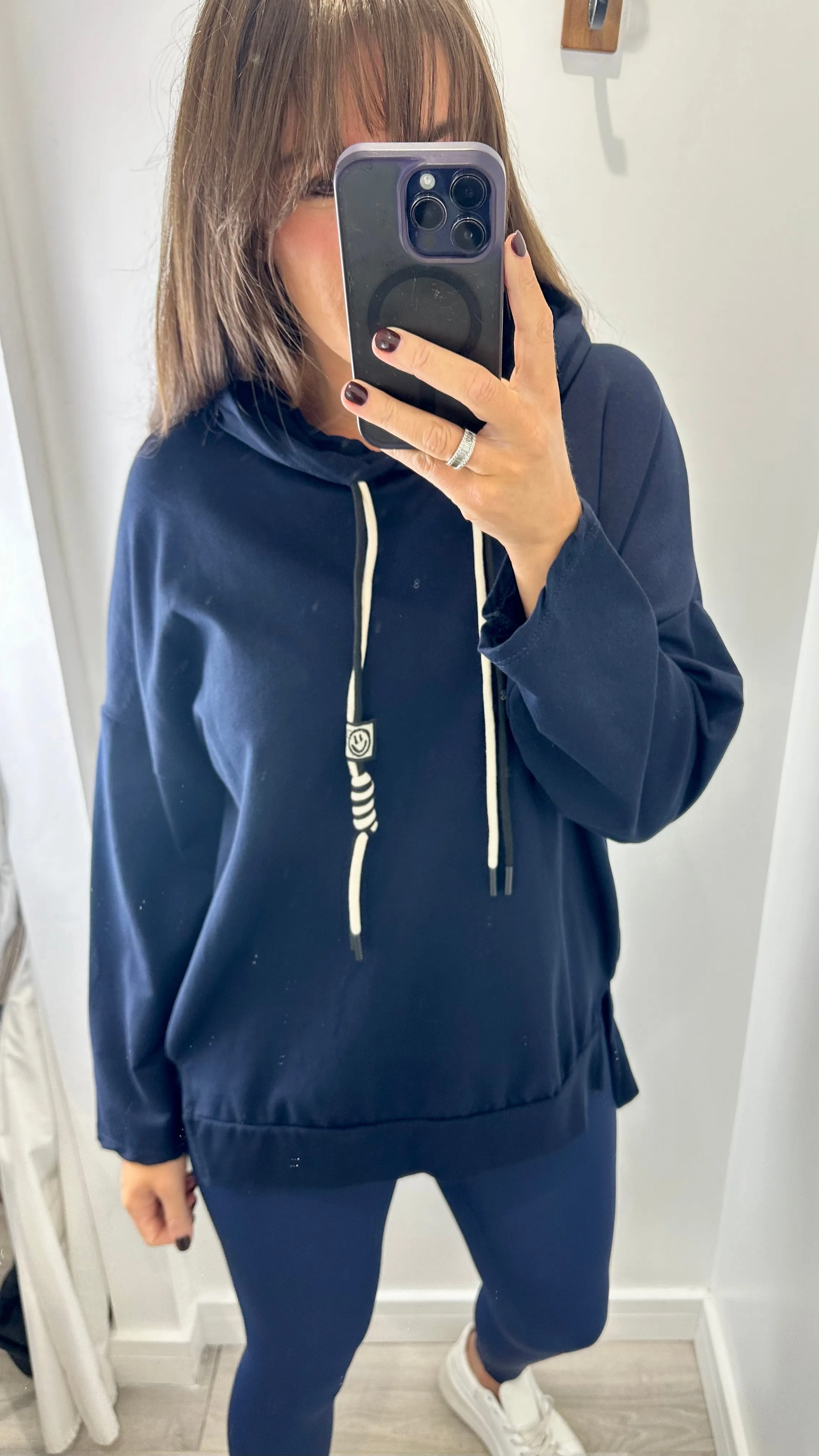 NAVY PLAIN LIGHTWEIGHT HOODIE