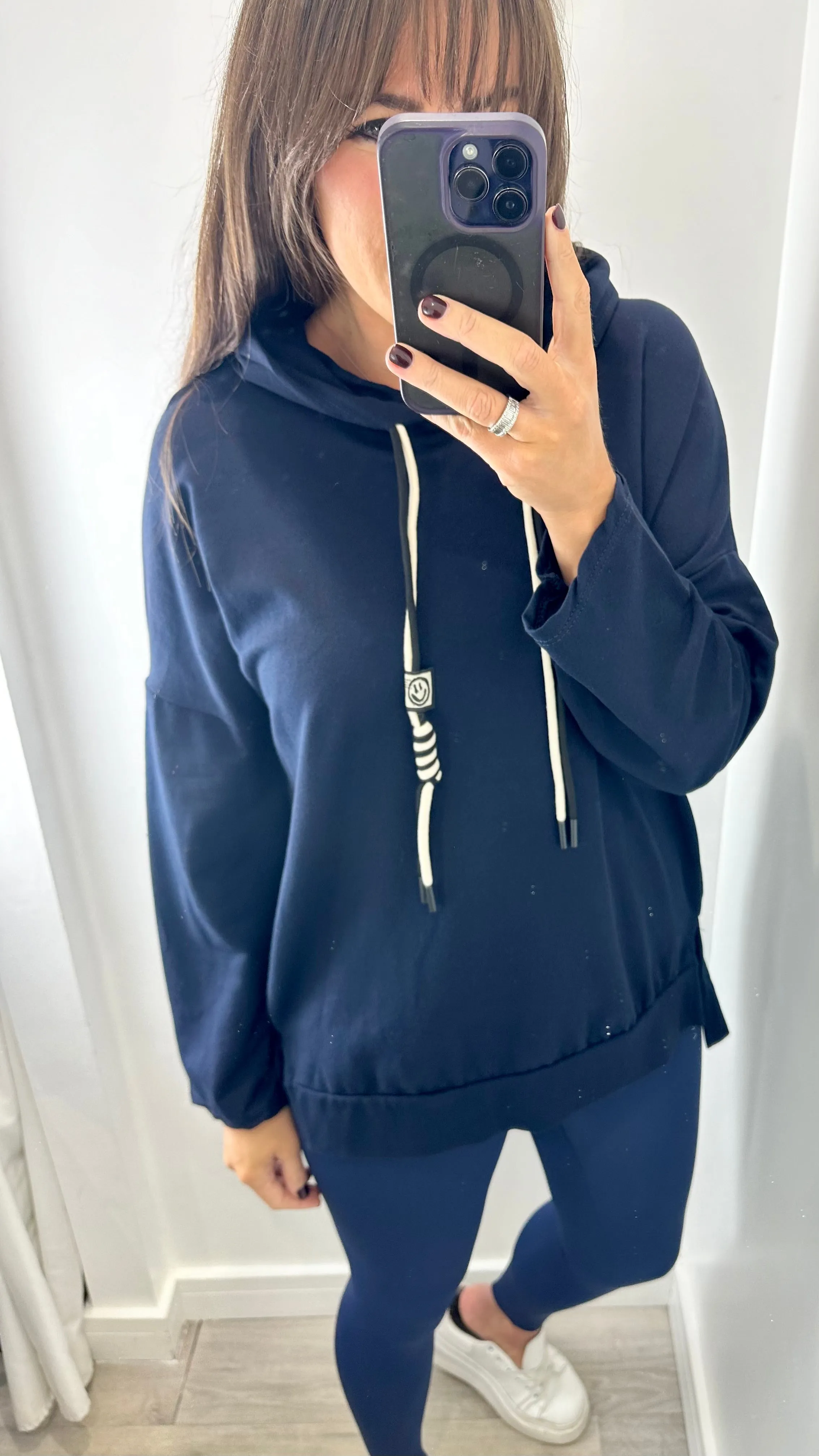 NAVY PLAIN LIGHTWEIGHT HOODIE