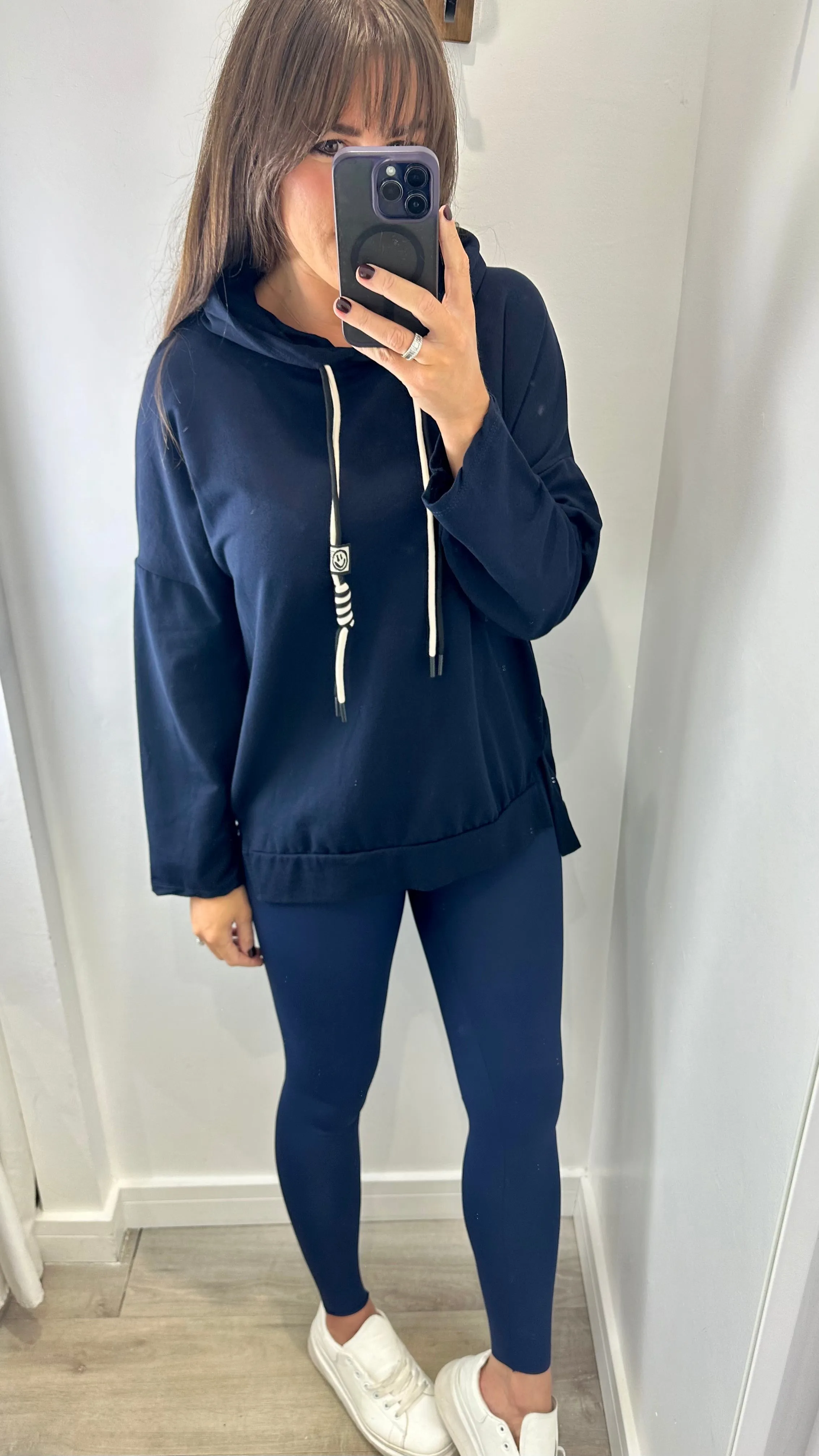 NAVY PLAIN LIGHTWEIGHT HOODIE
