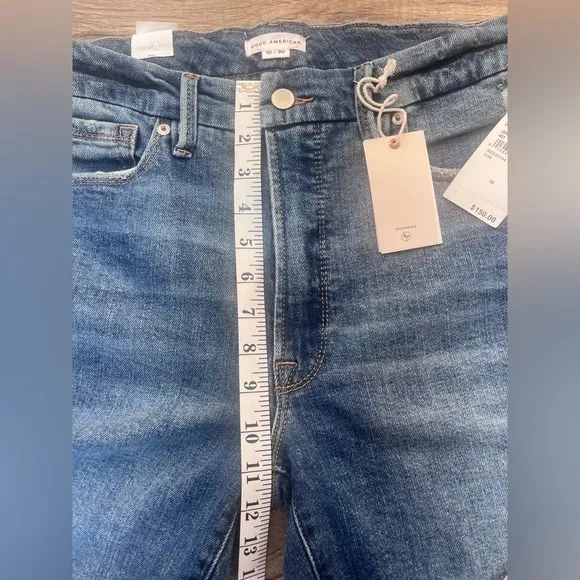 New‎ Good American Good Waist Jeans Mid-Rise Ripped Skinny Stretch GW802T Sz 10
