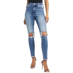 New‎ Good American Good Waist Jeans Mid-Rise Ripped Skinny Stretch GW802T Sz 10