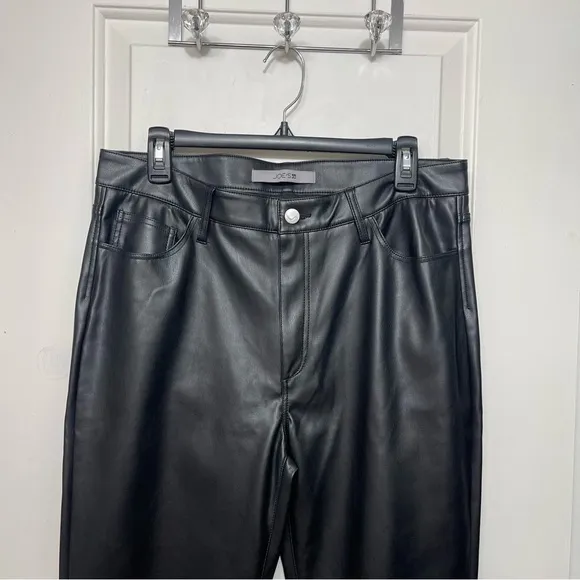 New Joe's Mid Rise Black Faux Leather Cropped Bootcut Jeans Size 31