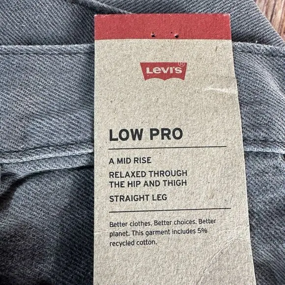 NEW Levi's LOW PRO STRAIGHT Leg Sz 26 Charcoal Mid Rise Jeans Denim Pants 28x30