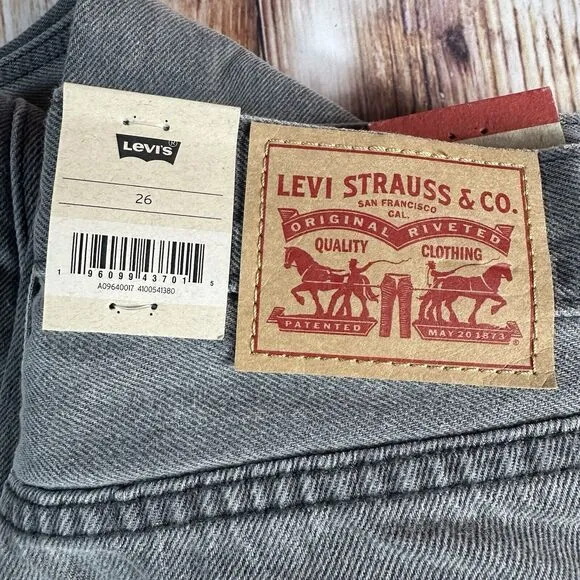 NEW Levi's LOW PRO STRAIGHT Leg Sz 26 Charcoal Mid Rise Jeans Denim Pants 28x30