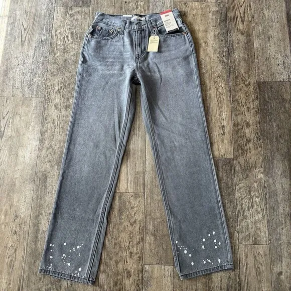 NEW Levi's LOW PRO STRAIGHT Leg Sz 26 Charcoal Mid Rise Jeans Denim Pants 28x30