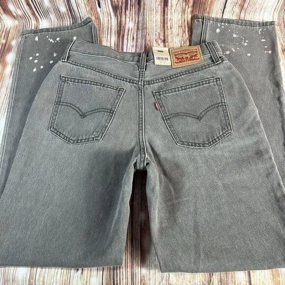 NEW Levi's LOW PRO STRAIGHT Leg Sz 26 Charcoal Mid Rise Jeans Denim Pants 28x30