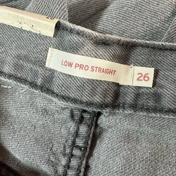 NEW Levi's LOW PRO STRAIGHT Leg Sz 26 Charcoal Mid Rise Jeans Denim Pants 28x30