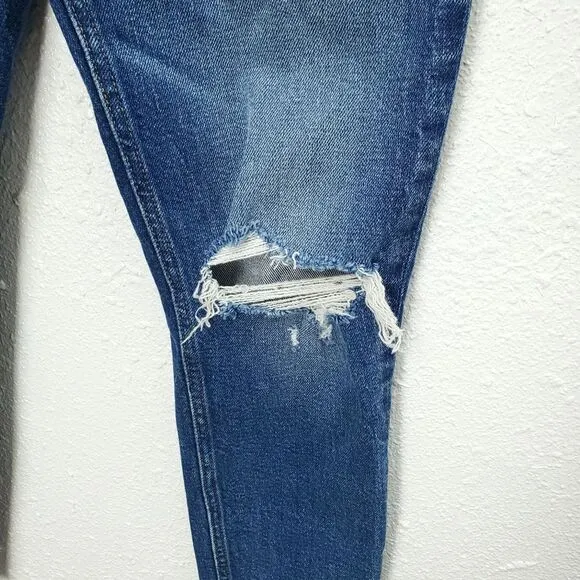 NEW RE/DONE High Rise 70s Dusk Destroy Wash Distressed Ankle Jeans