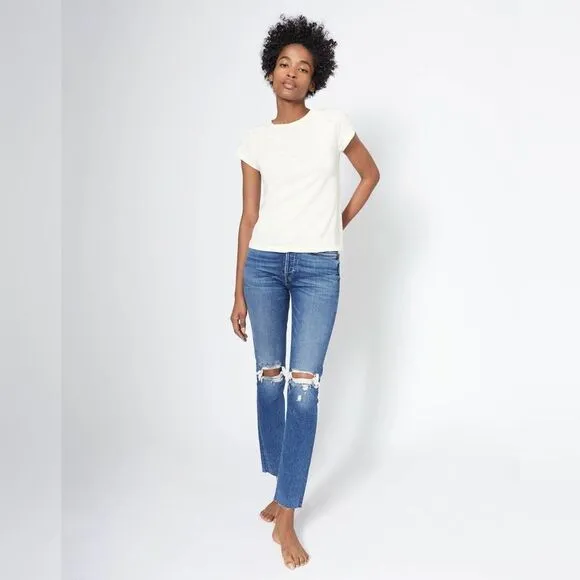 NEW RE/DONE High Rise 70s Dusk Destroy Wash Distressed Ankle Jeans