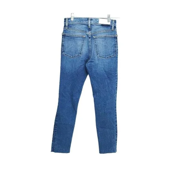 NEW RE/DONE High Rise 70s Dusk Destroy Wash Distressed Ankle Jeans