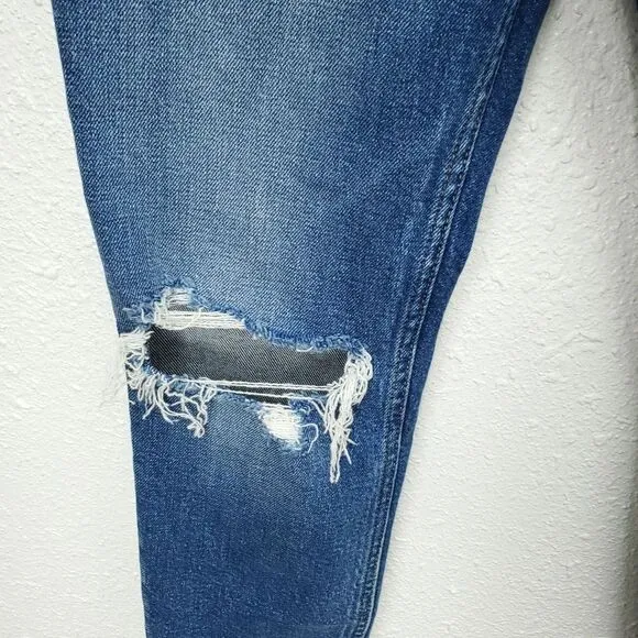 NEW RE/DONE High Rise 70s Dusk Destroy Wash Distressed Ankle Jeans