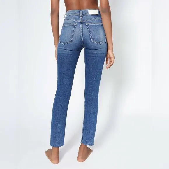 NEW RE/DONE High Rise 70s Dusk Destroy Wash Distressed Ankle Jeans