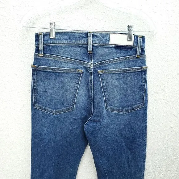 NEW RE/DONE High Rise 70s Dusk Destroy Wash Distressed Ankle Jeans