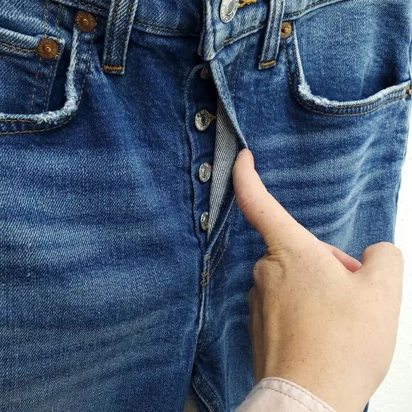 NEW RE/DONE High Rise 70s Dusk Destroy Wash Distressed Ankle Jeans