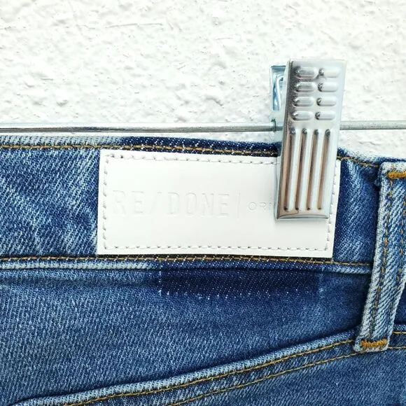 NEW RE/DONE High Rise 70s Dusk Destroy Wash Distressed Ankle Jeans