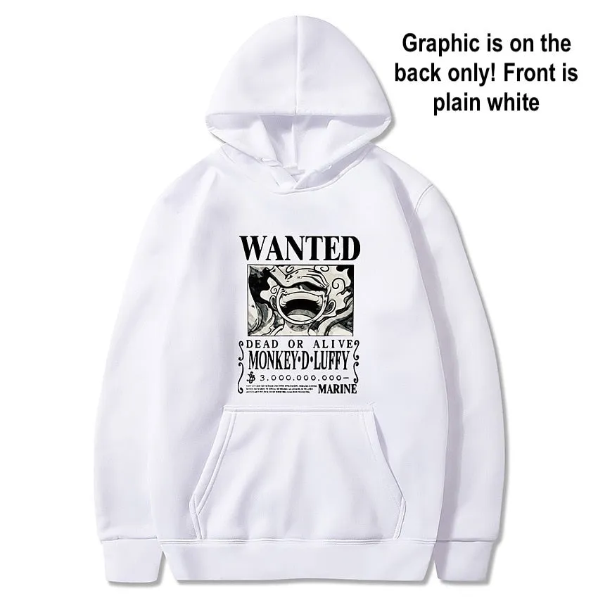 New Unisex Oversized Fit Hoodie Monkey D. Luffy Hoodie Anime Cartoon Anime Front Pocket NOTE: Graphic is on back, front is plain white! Sz M