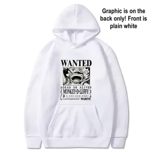 New Unisex Oversized Fit Hoodie Monkey D. Luffy Hoodie Anime Cartoon Anime Front Pocket NOTE: Graphic is on back, front is plain white! Sz M