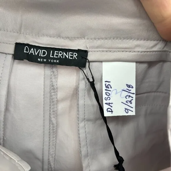 NWT DAVID LERNER Light Gray Lightweight Pleated Ruched Side Cargo Shorts Medium