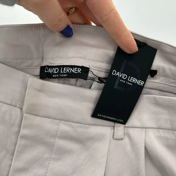 NWT DAVID LERNER Light Gray Lightweight Pleated Ruched Side Cargo Shorts Medium