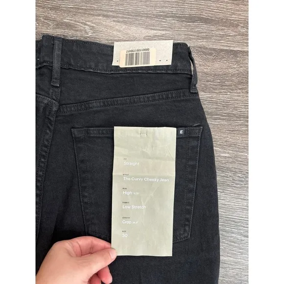 NWT Everlane The Original Curvy Cheeky Crop Jean Organic Cotton Black Size 30