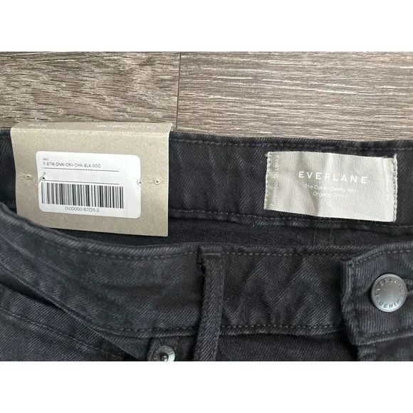 NWT Everlane The Original Curvy Cheeky Crop Jean Organic Cotton Black Size 30