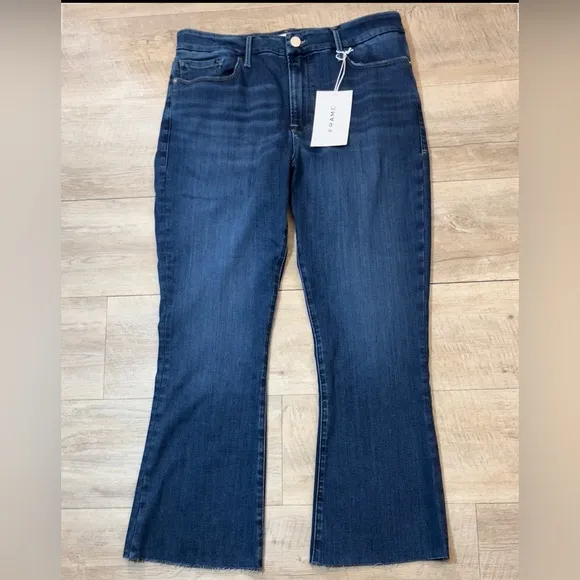 NWT Frame Le Crop Mini Boot Mid-rise Raw Hem Bootcut Jeans Size 32