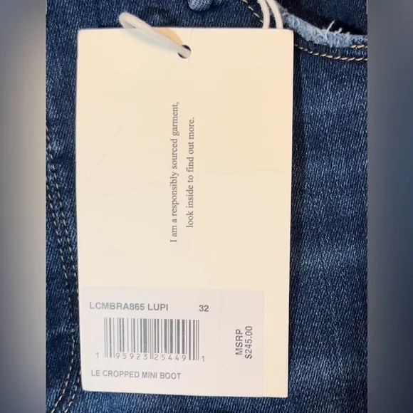 NWT Frame Le Crop Mini Boot Mid-rise Raw Hem Bootcut Jeans Size 32