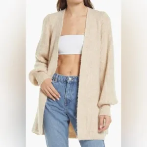 NWT Topshop Stone Beige Wool Belted Cardigan Size XS