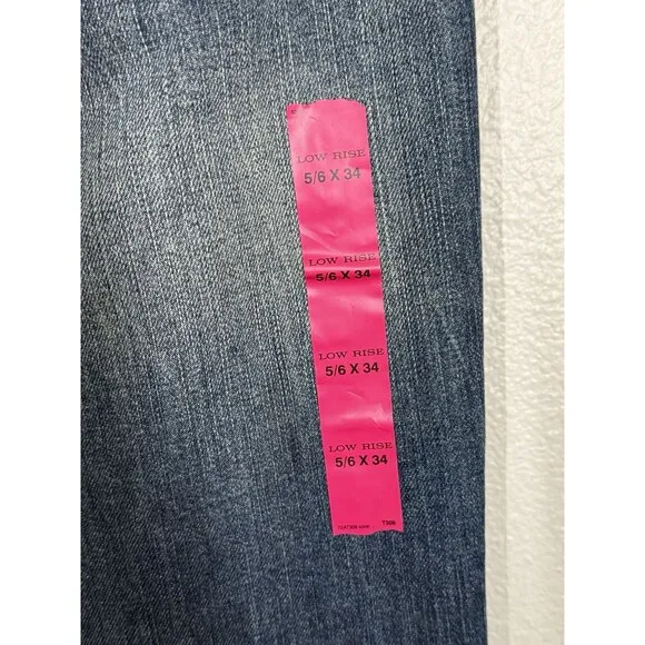NWT Wrangler Rock 47 Womens Blue Denim Jeans Bootcut Western 5/6 x 34 Stitching