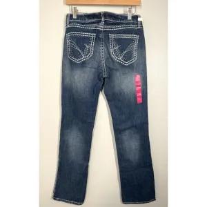 NWT Wrangler Rock 47 Womens Blue Denim Jeans Bootcut Western 5/6 x 34 Stitching