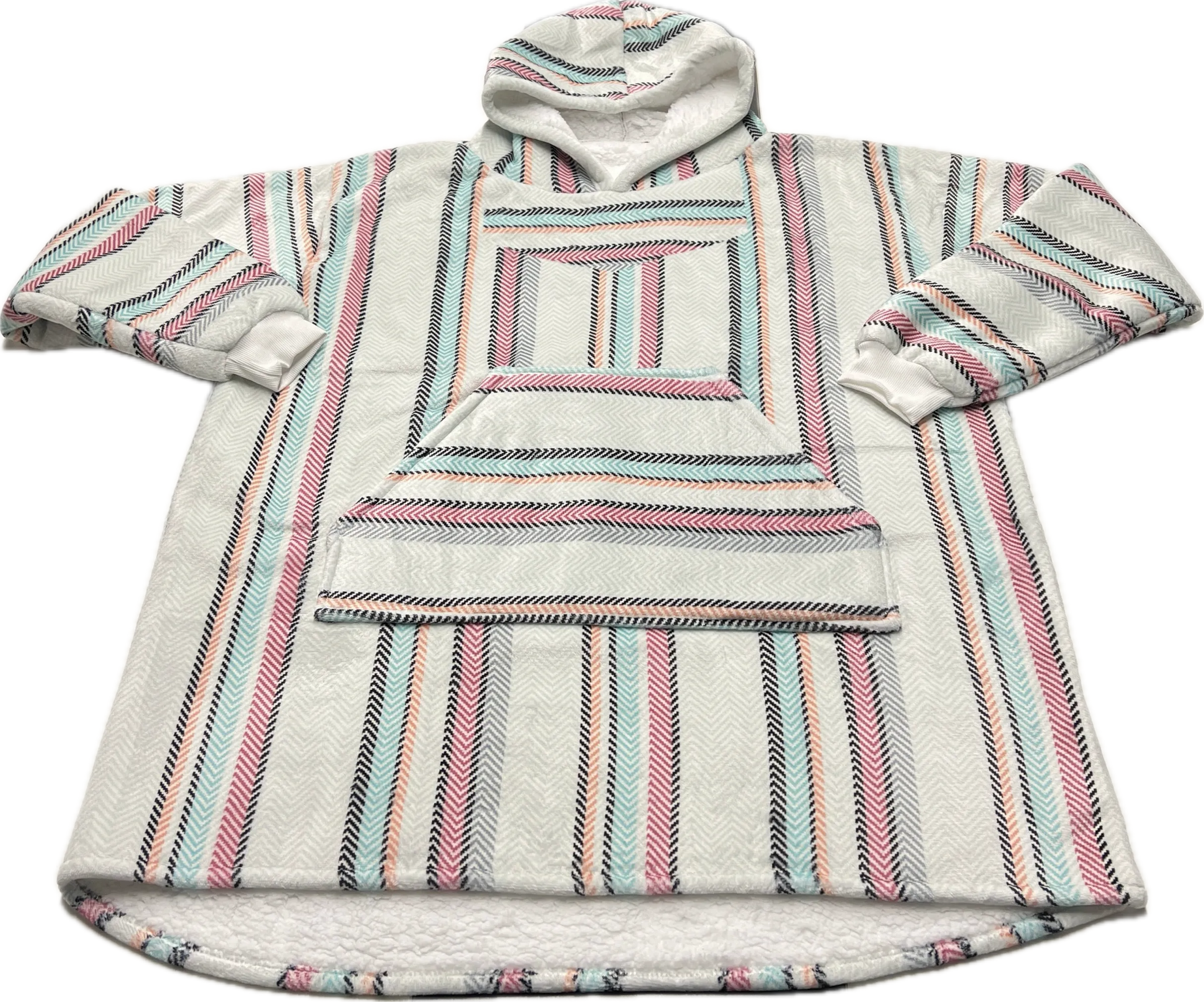 Oversized Blanket Hoodie Baja Drug Rug Sherpa Lined