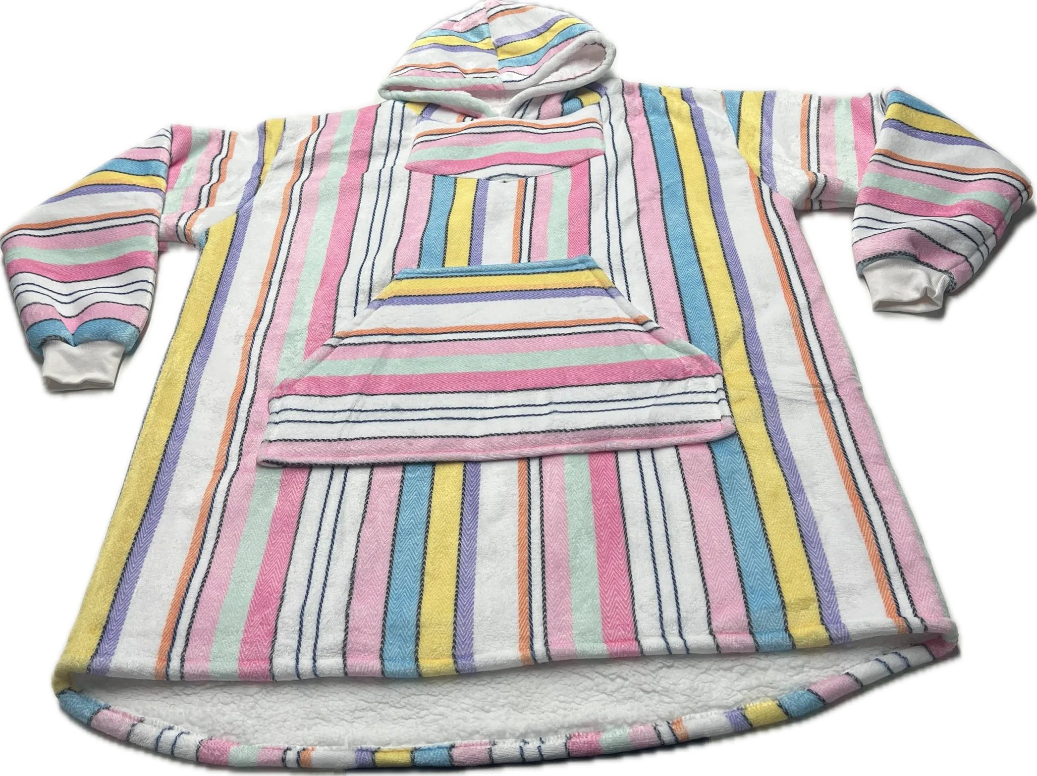 Oversized Blanket Hoodie Baja Drug Rug Sherpa Lined
