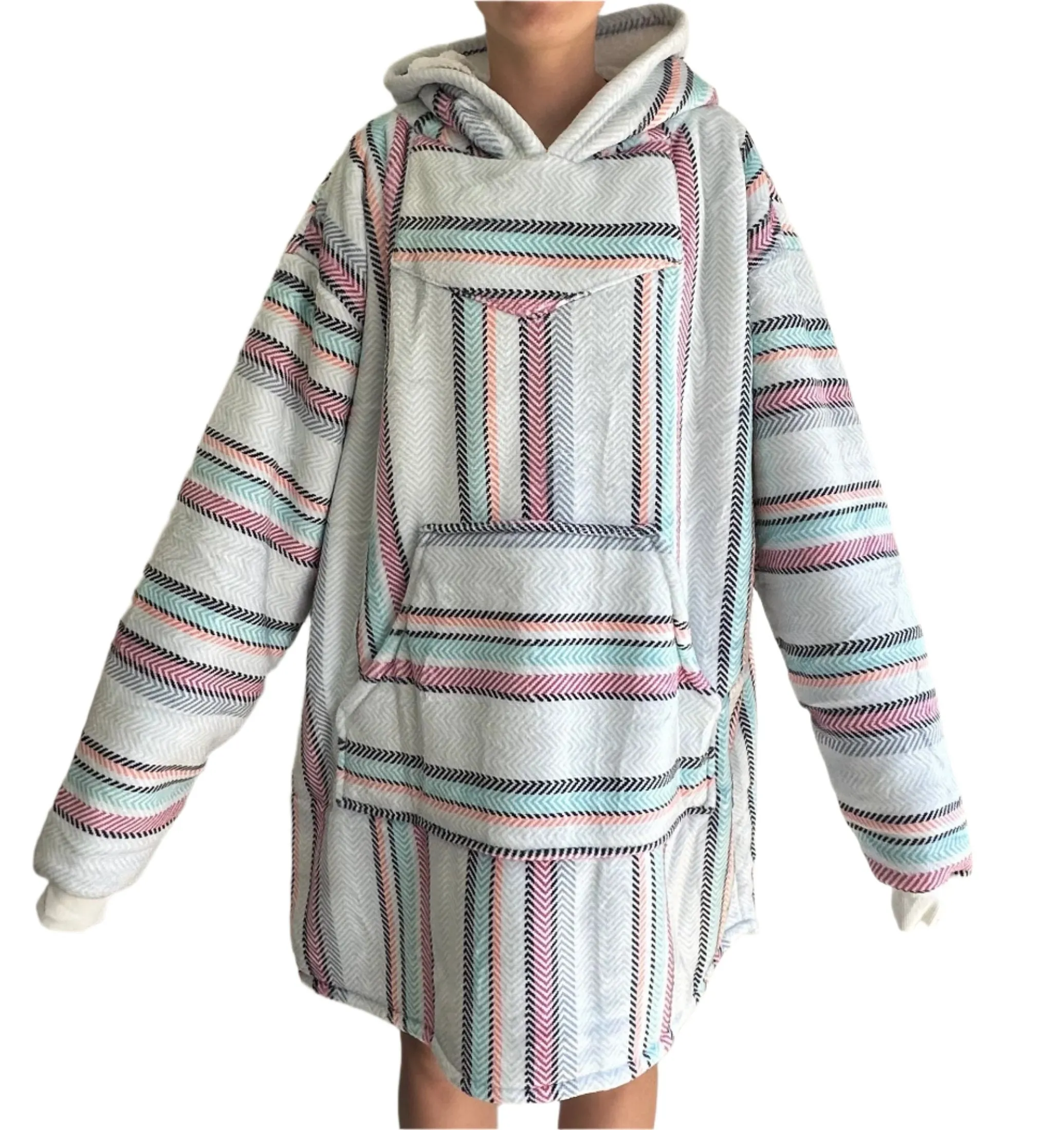 Oversized Blanket Hoodie Baja Drug Rug Sherpa Lined