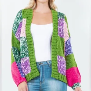 Oversized Chunky Knit Open Cardigan Sweater/Jacket Size S/M