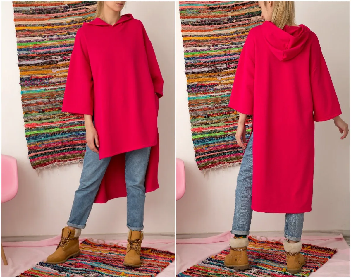 Oversized Hoodie, Raspberry Hoodie, Oversized Sweatshirt, Hoodie Women, Maxi Sweatshirt, Hooded Sweatshirt, Hoodie Sweater, Big Hood Hoodie