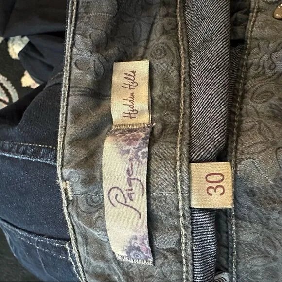 Paige Size 30 Hidden Hills Like New Bootcut, Dark Wash Mid-Rise, Stretch Jeans