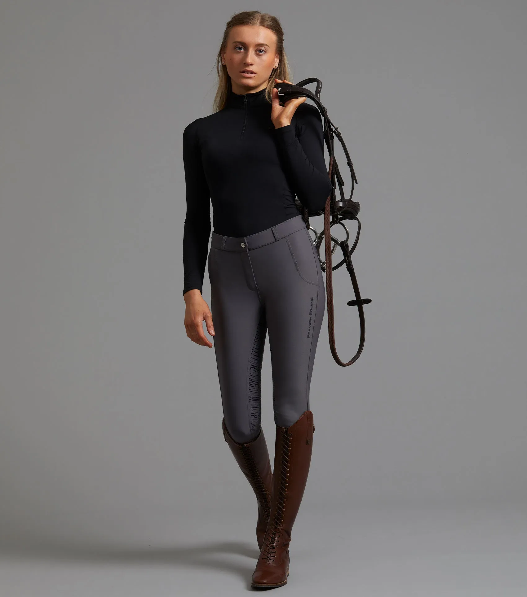 PEI Pandora Ladies Full Seat Gel Riding Breeches - Grey