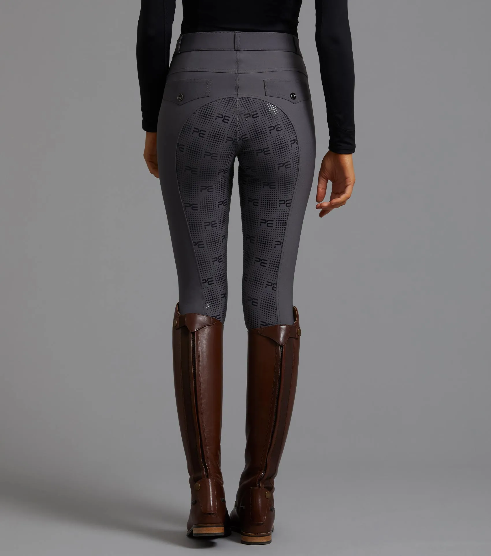 PEI Pandora Ladies Full Seat Gel Riding Breeches - Grey