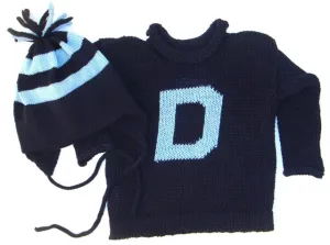 Personalized Letter Sweater & Earflap Hat Set