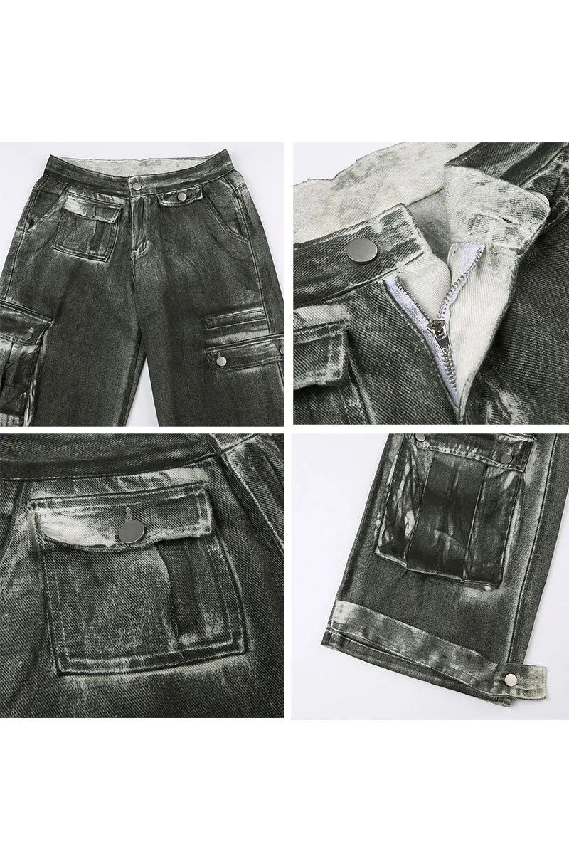 PI736 Tie Dye Denim Jeans