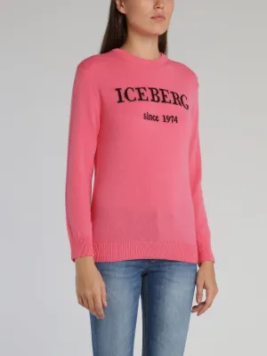 Pink Logo Cashmere Knitted Sweater
