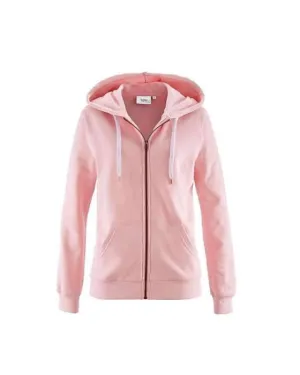 Pink Plain Zipper Hoodie For womens