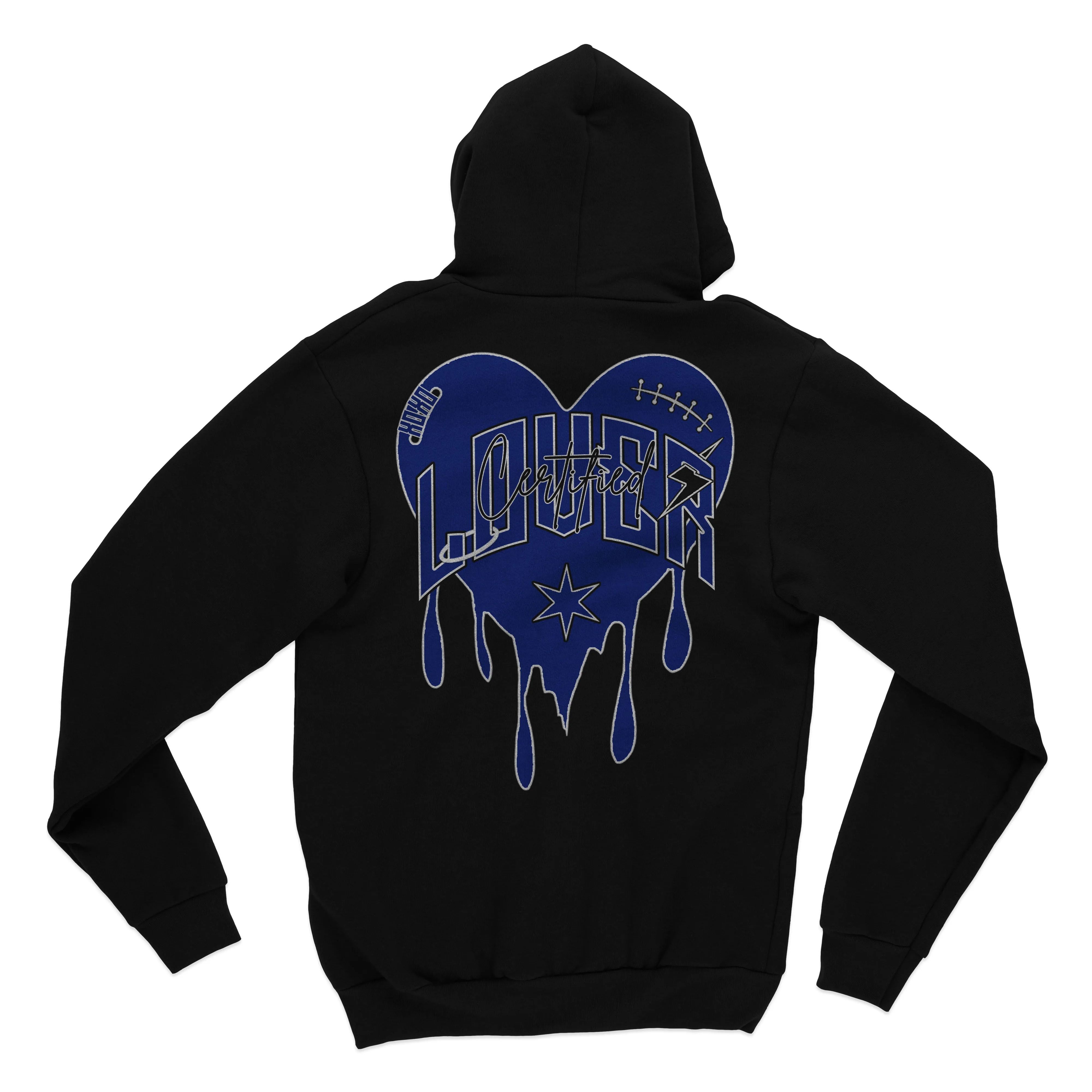 Plain Heart Hoodie (Black/Blue)