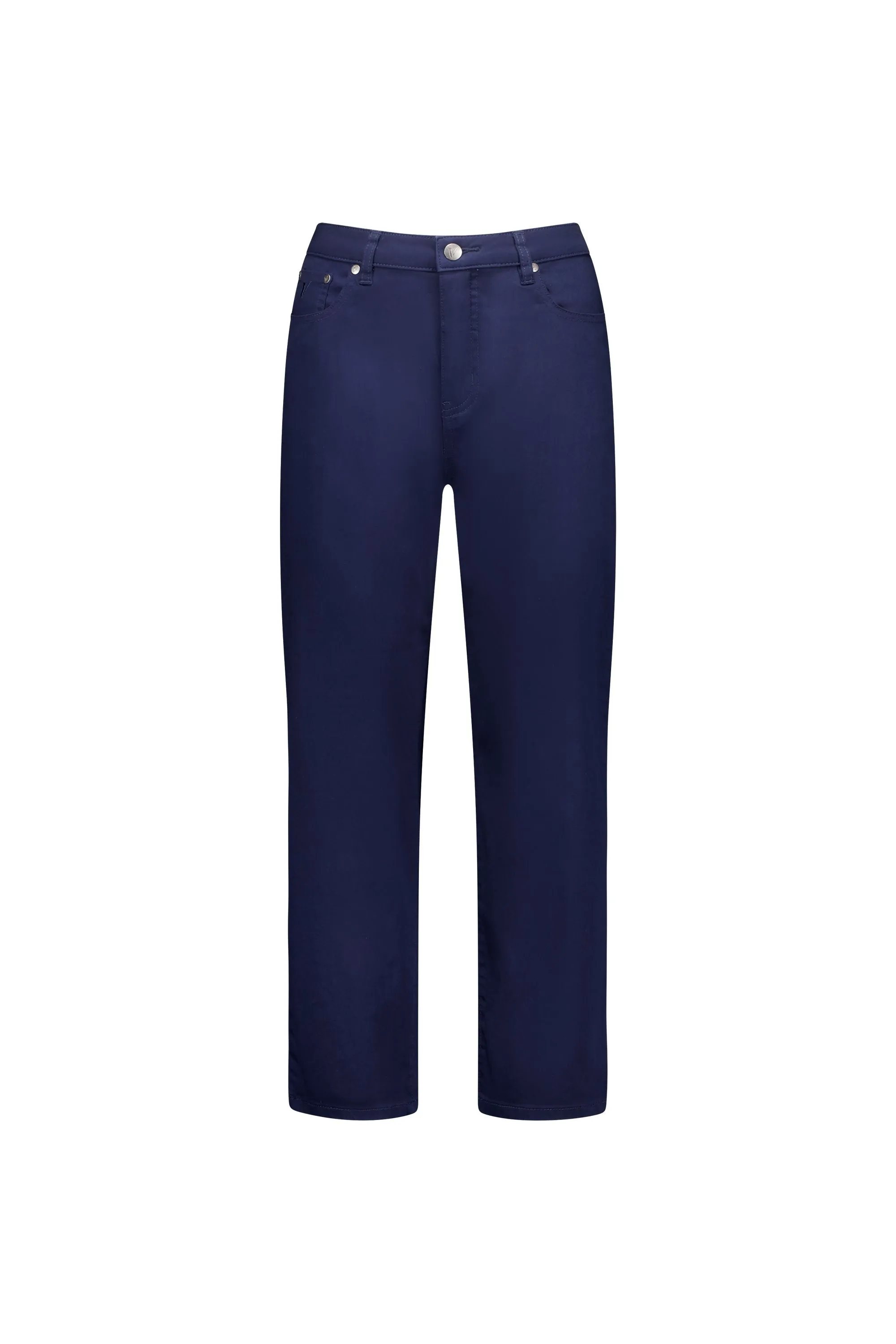 Plain Lightweight Slim Leg 7/8 Length Pant - Navy