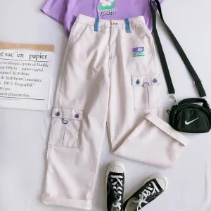POCKET PATCH KAWAII CUTE STRAIGHT PANTS K060106