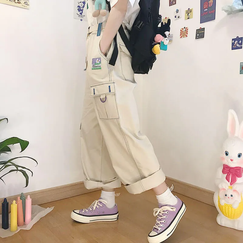 POCKET PATCH KAWAII CUTE STRAIGHT PANTS K060106