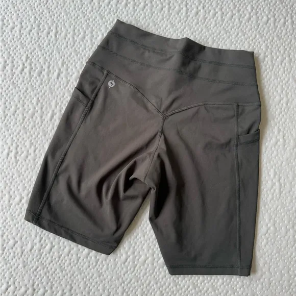 POPFLEX Olive Green High-Waisted Cargo Biker Shorts
