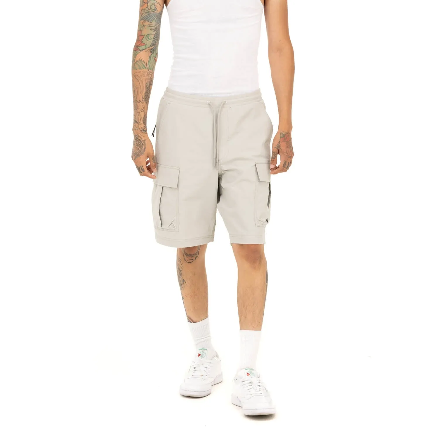 Pro Club Men's Comfort Stretch Nylon Cargo Short - 9 1/2 inch inseam - Silver