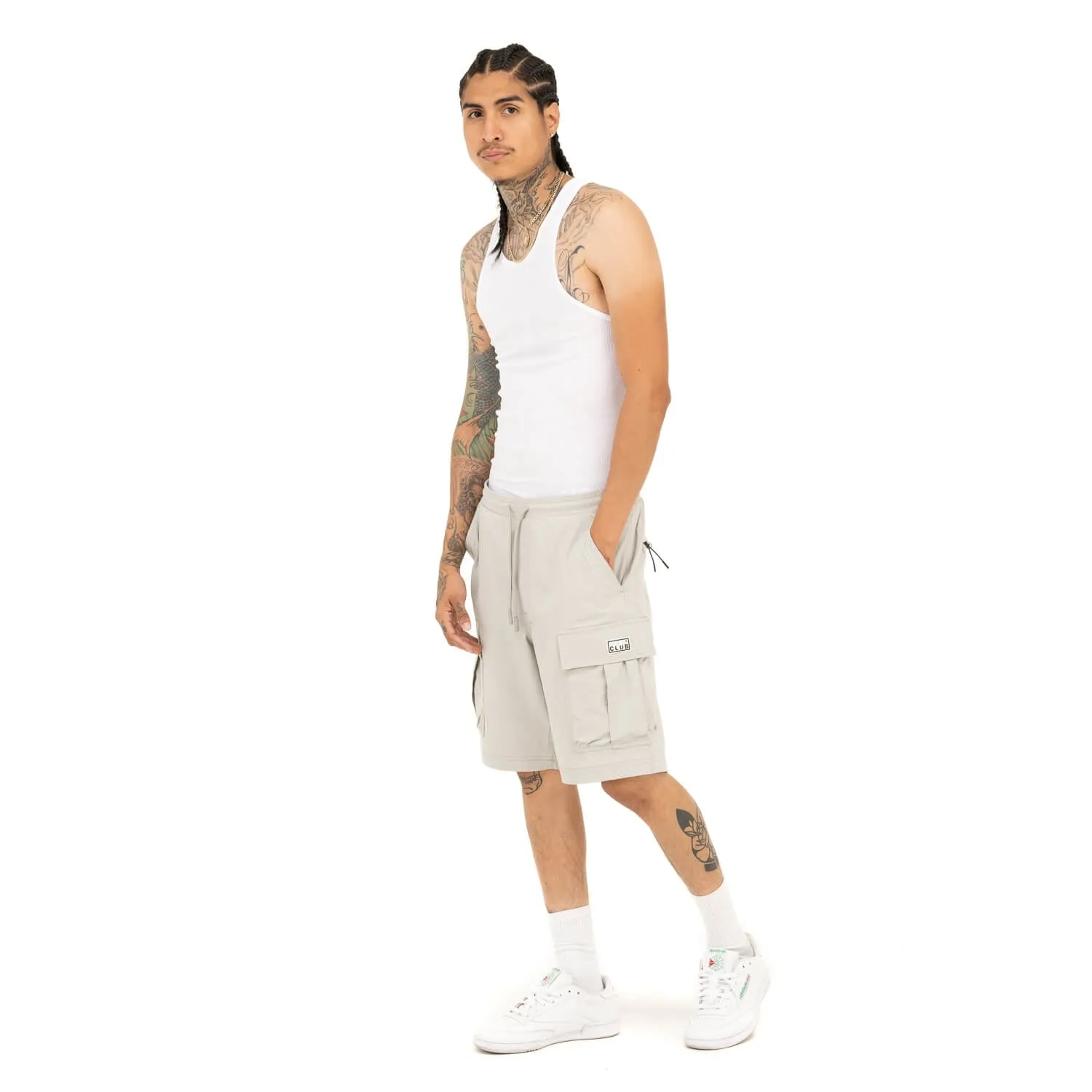 Pro Club Men's Comfort Stretch Nylon Cargo Short - 9 1/2 inch inseam - Silver