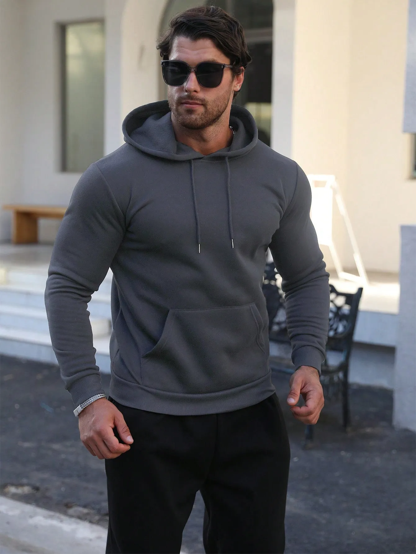 QA Men's Drawstring Hooded Pullover Sweatshirt